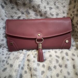 Chic Burgundy Clutch with Tassel